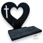 Serce w sercu z krzyżem czarne