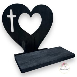 Serce w sercu z krzyżem czarne