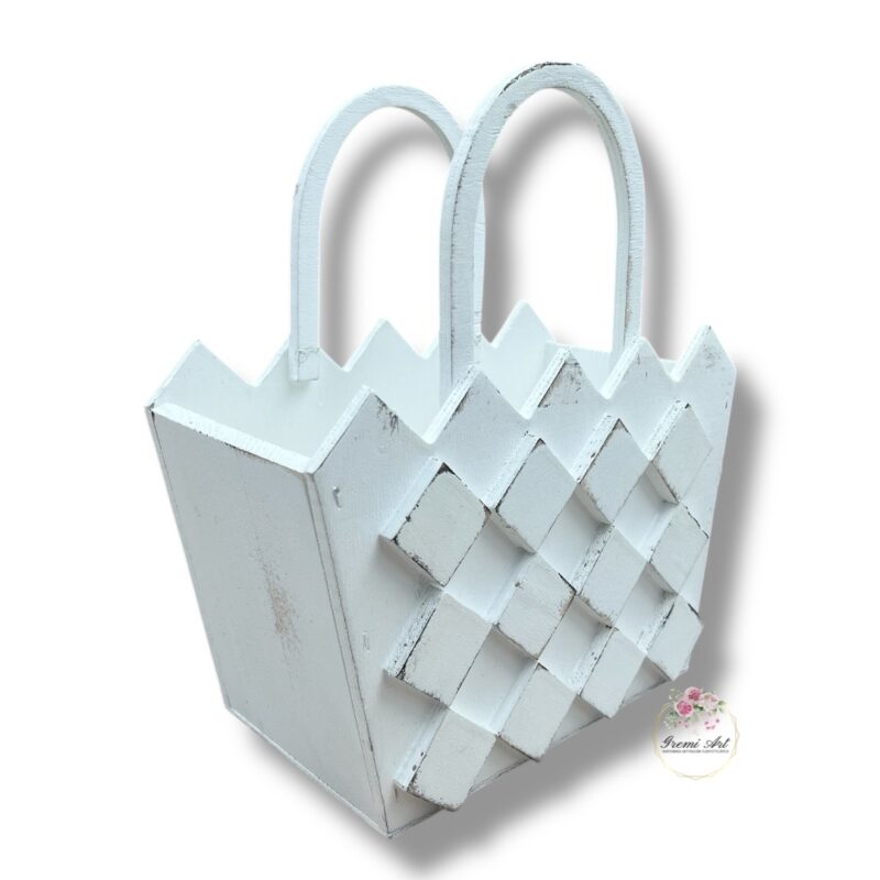 Drewniana torebka biała K-519