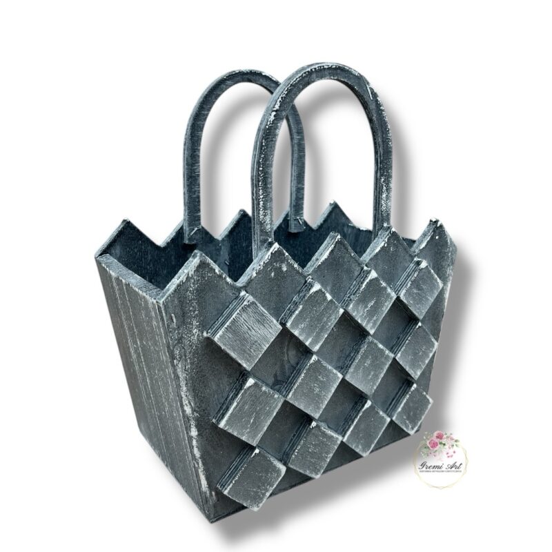 Drewniana torebka szara K-519