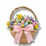 Wiklinowy koszyk różowy K-544