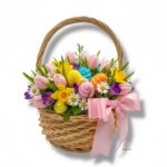 Wiklinowy koszyk różowy K-542