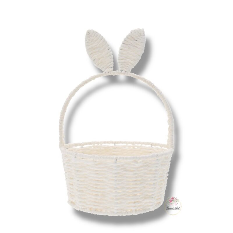 Biały kosz z uszami K-590