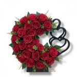 Kosz z sercami czarny K-636