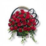 Kosz z sercami czarny K-636