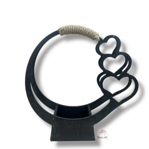 Kosz z sercami czarny K-636