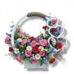 Kosz z sercami biały K-636