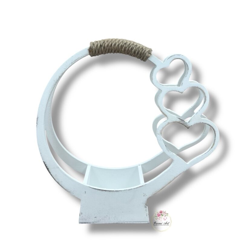 Kosz z sercami biały K-636