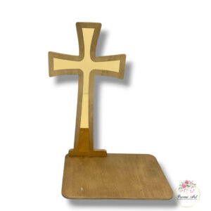 Krzyż złoty ze złotą plexi K-856